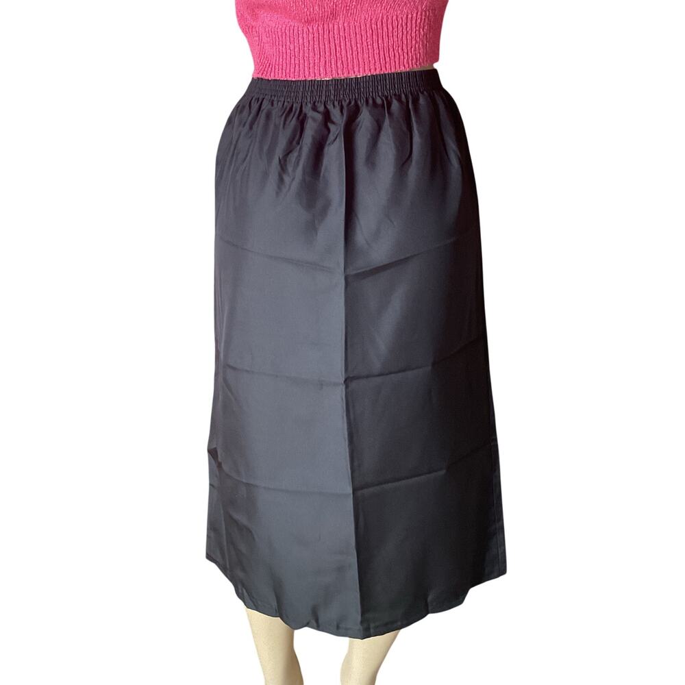 Vintage Sears Black Midi Skirt Women’s Medium USA Made Elastic Waist NOS - Picture 3 of 10
